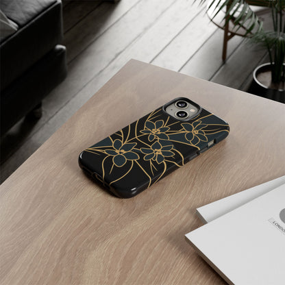 Golden Bloom - Elegant Floral Line Art Phone Case