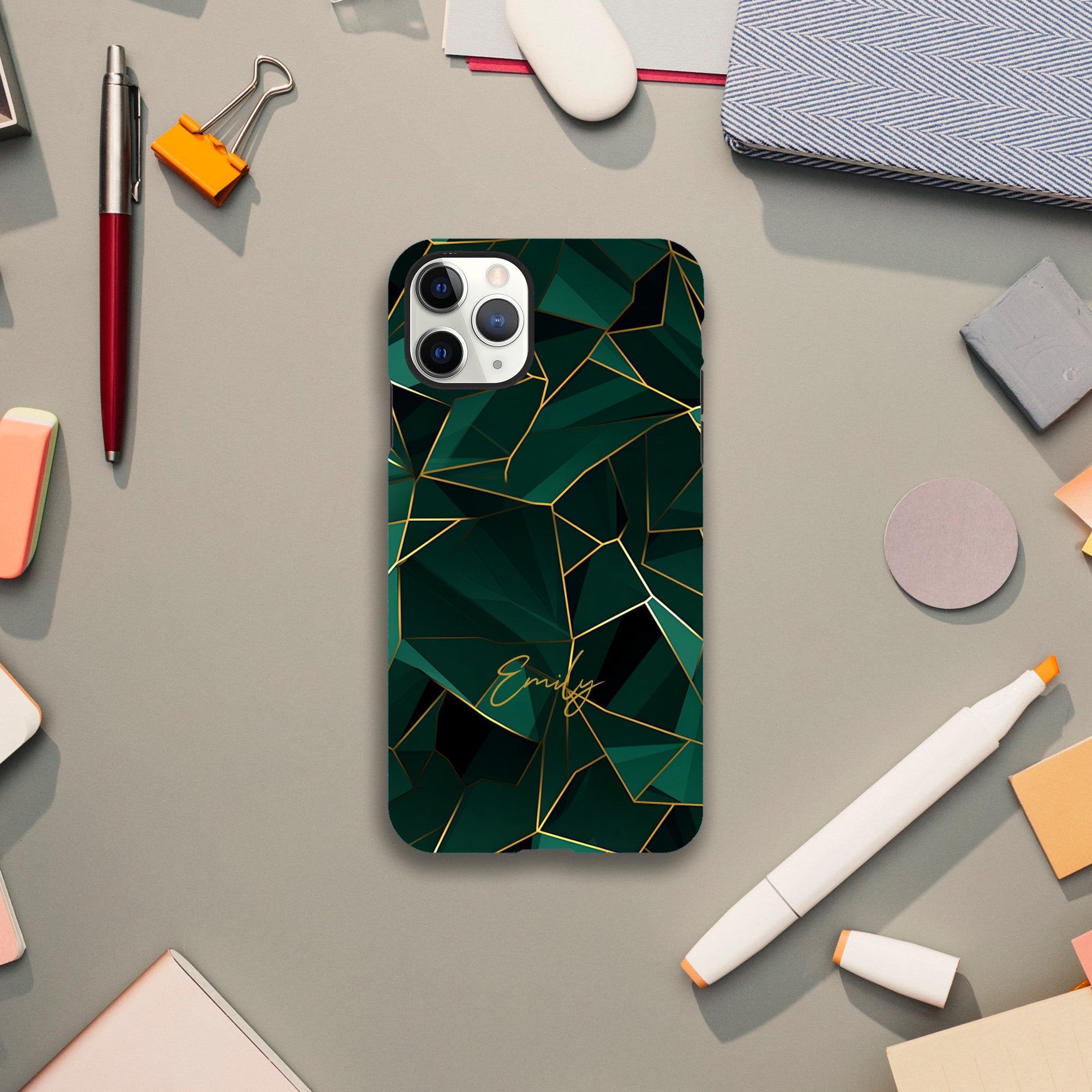 Personalized Emerald Green Tough iPhone Case - Luxury Double-Layer Protection iPhone 11 Pro Max