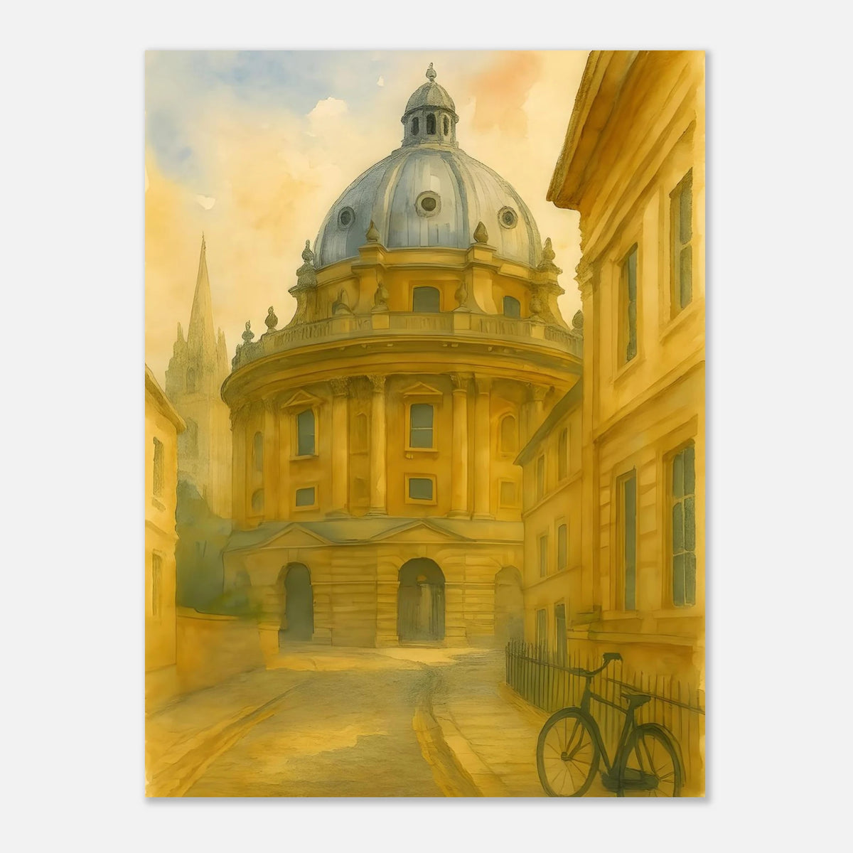 Oxford Radcliffe Camera Watercolour Poster – English University Architecture Art - Travel Print - Wall Art - A1, A2, A3, A4 Poster 75x100 cm 30x40″