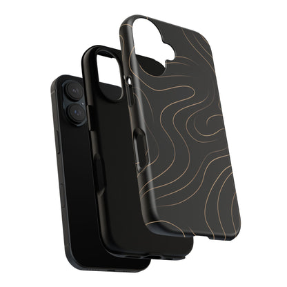 Noir Topograph - Black Minimalist Line Art Phone Case