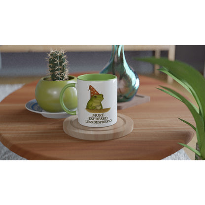 More Espresso Less Depresso Mug - Funny Frog Coffee Cup - Humorous 11oz Ceramic Mug Gift