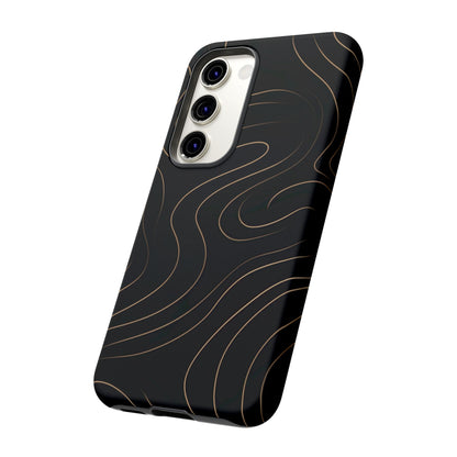 Noir Topograph - Black Minimalist Line Art Phone Case