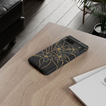 Golden Bloom - Elegant Floral Line Art Phone Case