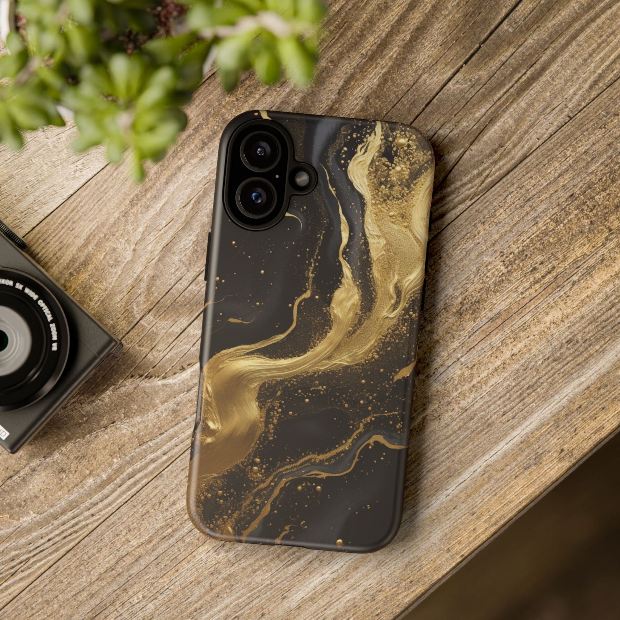 Golden Flow - Black &amp; Gold Marble Luxe Phone Case