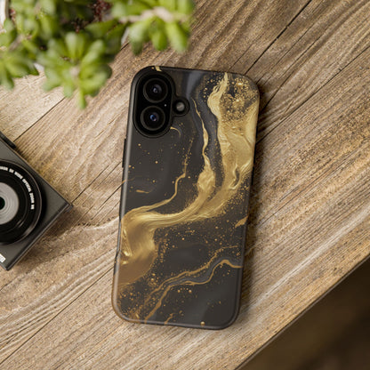 Golden Flow - Black &amp; Gold Marble Luxe Phone Case