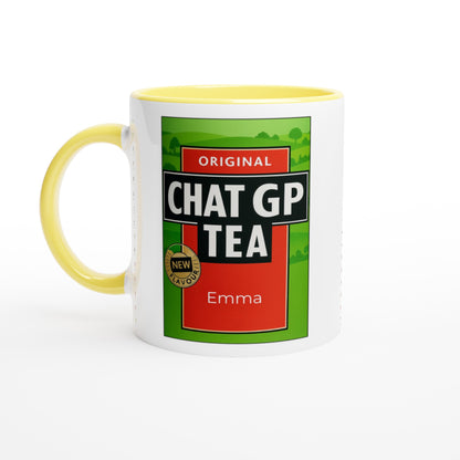 Chat GP Tea – Humorous AI-Inspired Ceramic Mug for Tea Lovers - Personalized Ceramic Yellow
