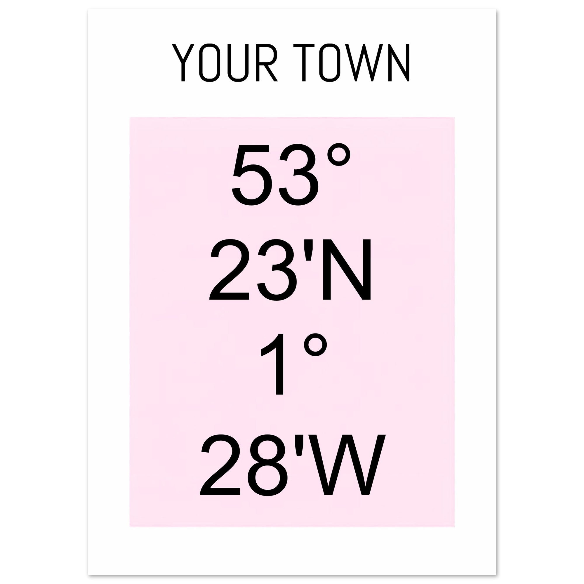 Personalized Map or Custom Location Coordinates Poster Print | Minimalist Unframed Wall Art Decor A3 A4 A5 13x18 cm 5x7″ Black and Pink