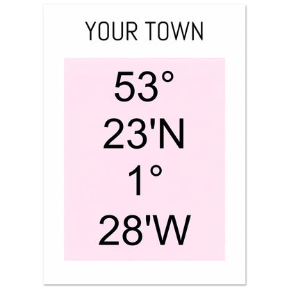 Personalized Map or Custom Location Coordinates Poster Print | Minimalist Unframed Wall Art Decor A3 A4 A5 13x18 cm 5x7″ Black and Pink