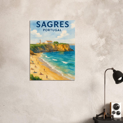 Sagres Portugal Beach Art Print – Coastal Watercolor Poster, Unframed Travel Wall Art in A3/A4 Sizes 60x80 cm 24x32″