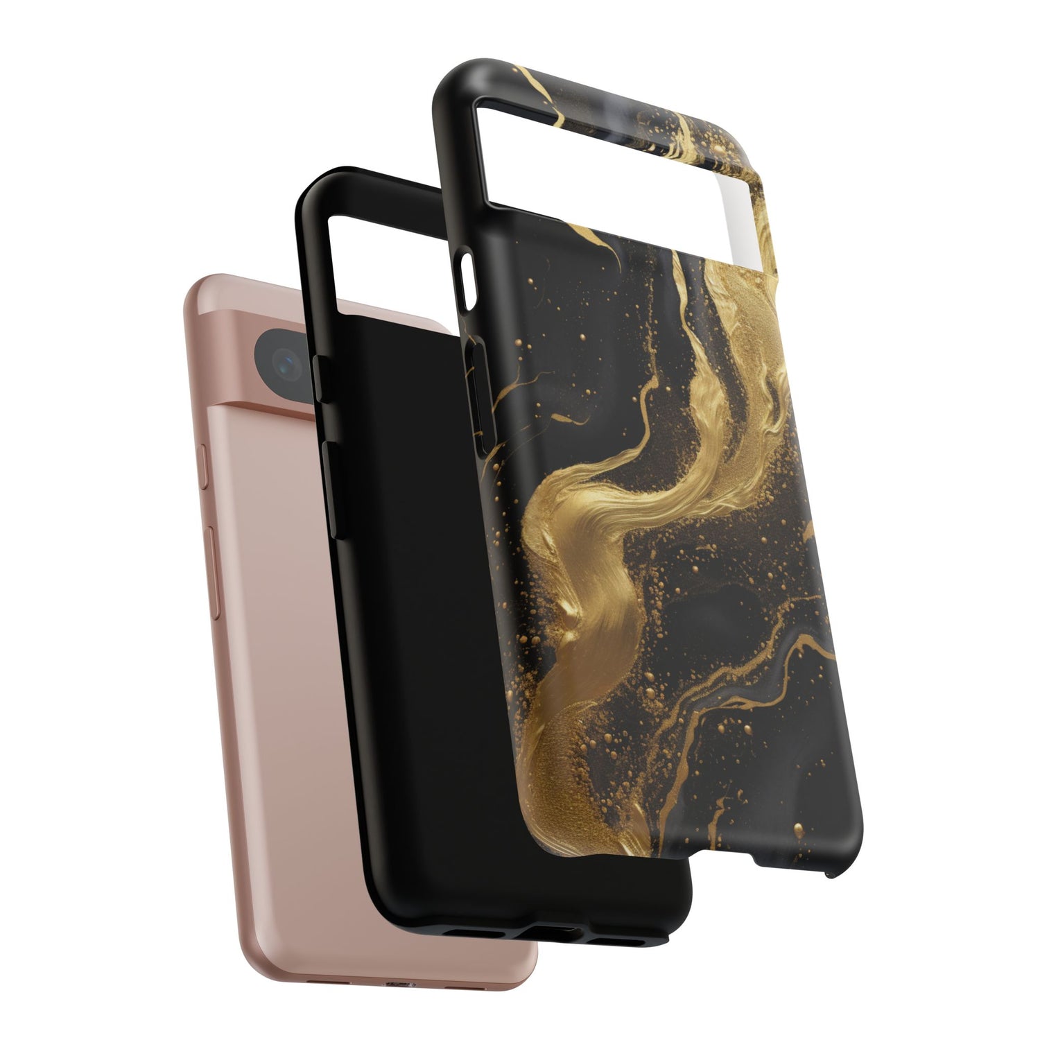 Golden Flow - Black &amp; Gold Marble Luxe Phone Case