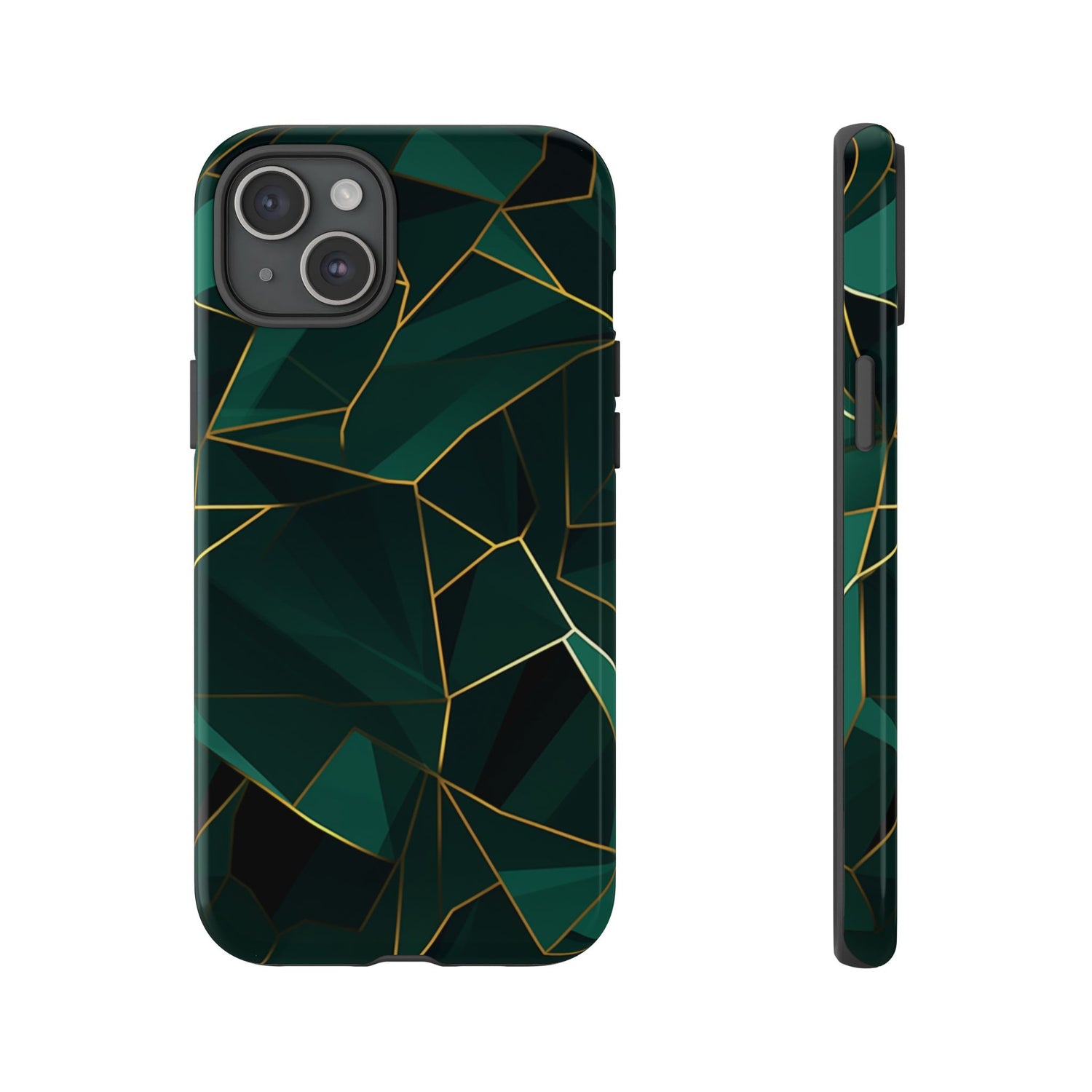 Emerald Veil - Geometric Luxe Phone Case iPhone 15 Plus Glossy