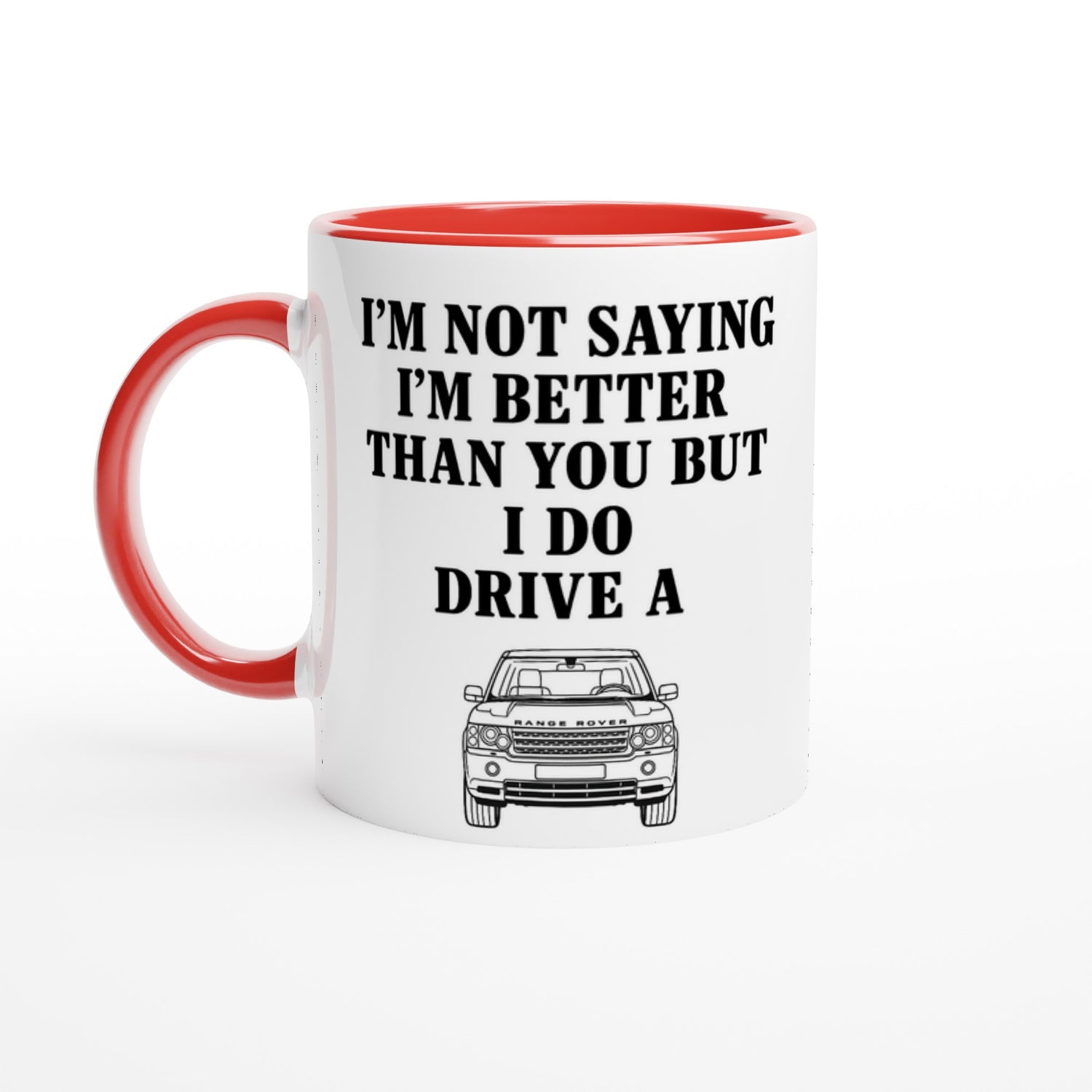 Funny Range Rover Mug – 11oz Luxury Car Driver Gift, Bold Statement Coffee Cup, Land Rover, Range Rover Lover Gift for Him or Her Ceramic Red