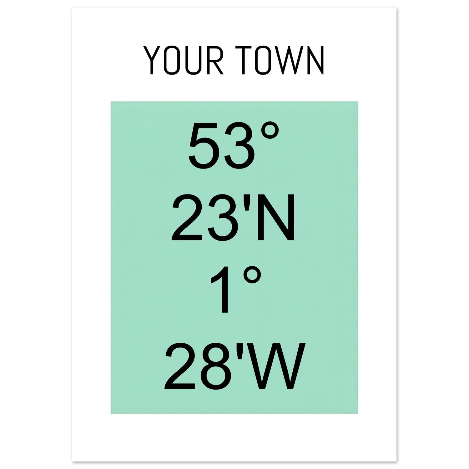 Personalized Map or Custom Location Coordinates Poster Print | Minimalist Unframed Wall Art Decor A3 A4 A5 50x70 cm 20x28″ Black and Green