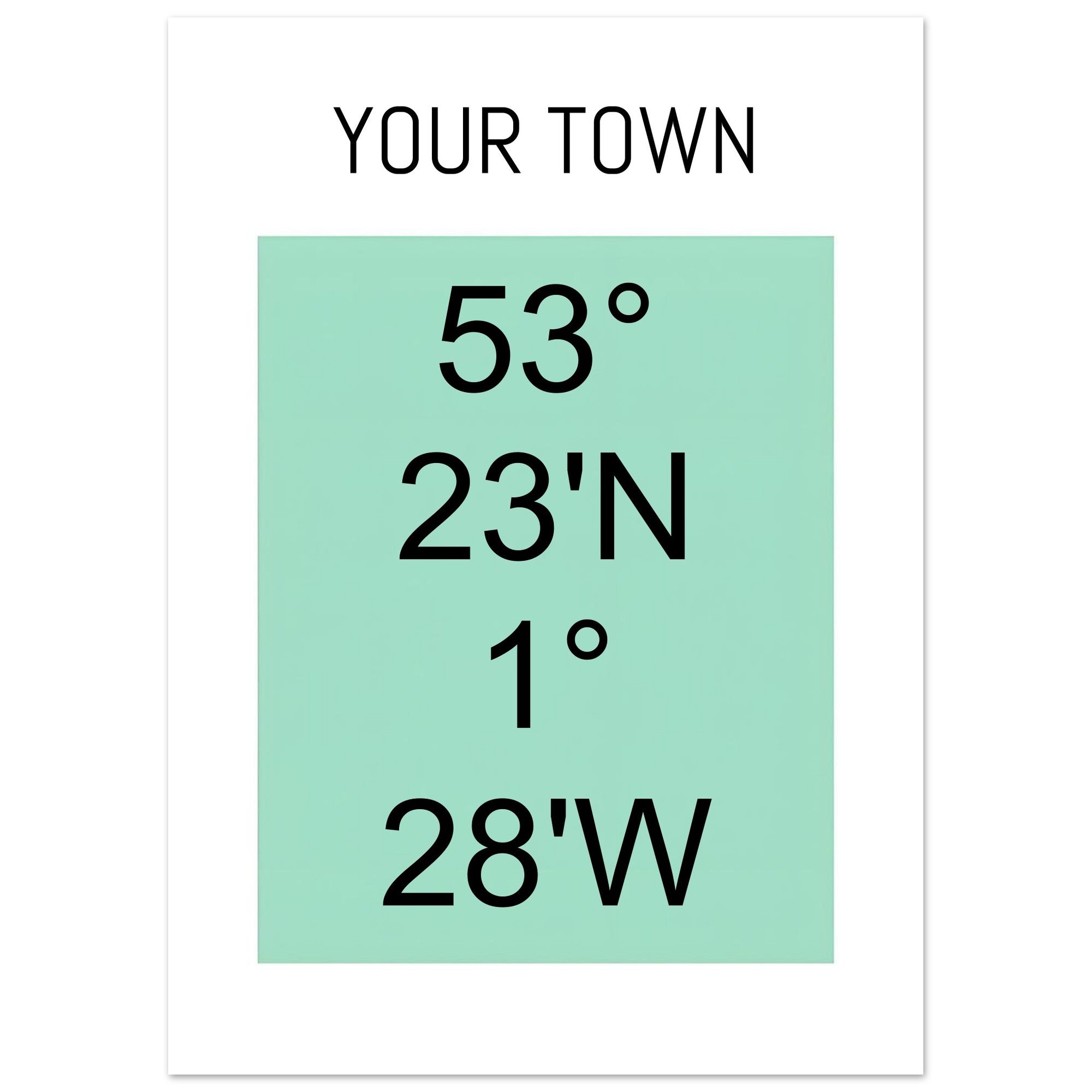 Personalized Map or Custom Location Coordinates Poster Print | Minimalist Unframed Wall Art Decor A3 A4 A5 50x70 cm 20x28″ Black and Green
