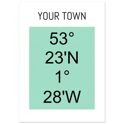 Personalized Map or Custom Location Coordinates Poster Print | Minimalist Unframed Wall Art Decor A3 A4 A5 50x70 cm 20x28″ Black and Green
