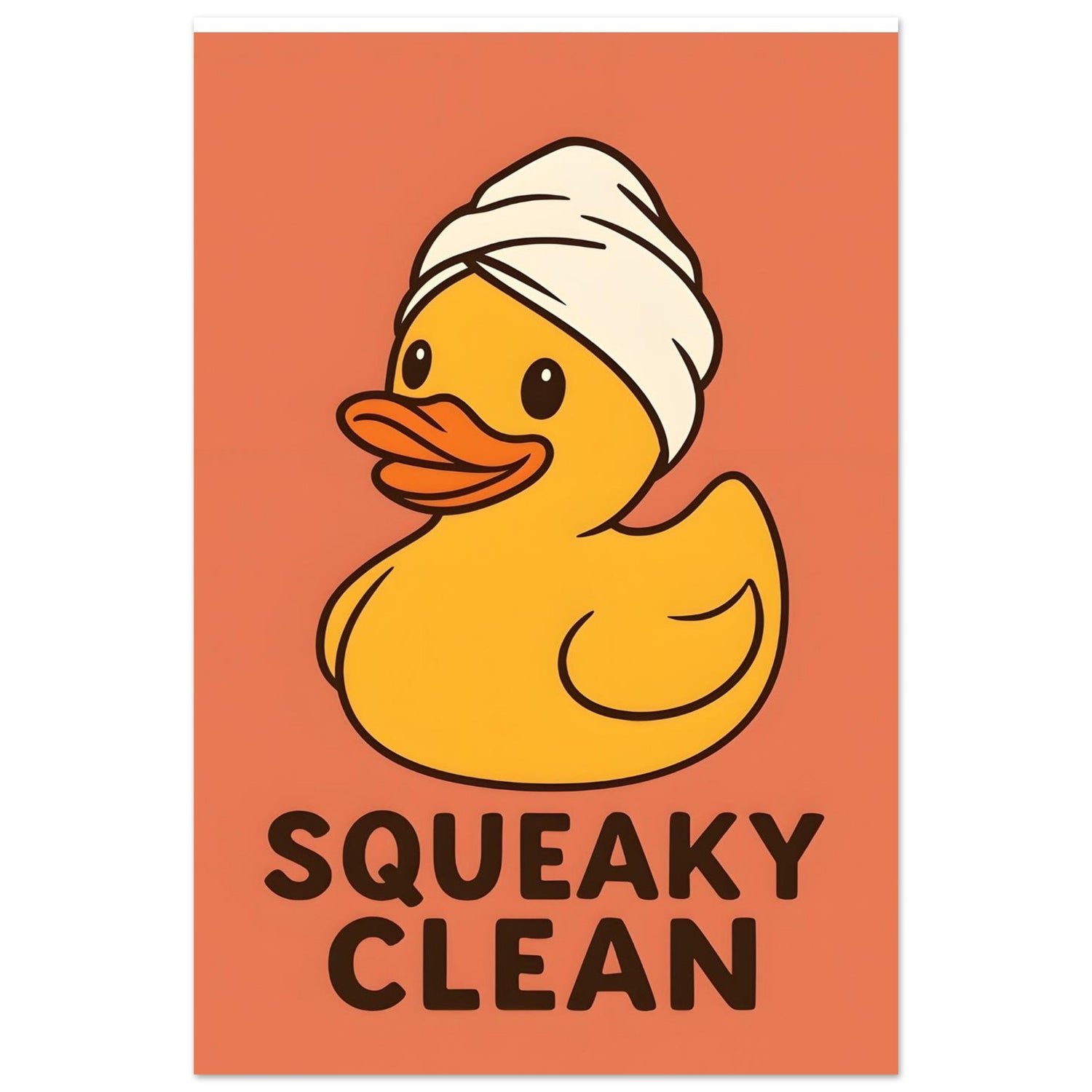 Squeaky Clean Poster - Fun Bathroom Art - Perfect for Home Decor 60x90 cm 24x36″ Orange
