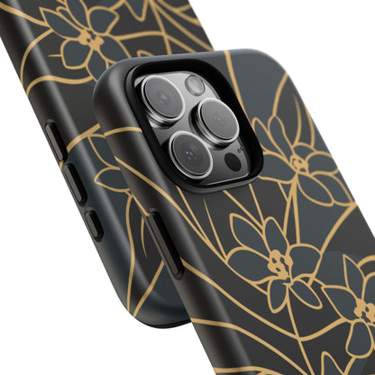 Golden Bloom - Elegant Floral Line Art Phone Case