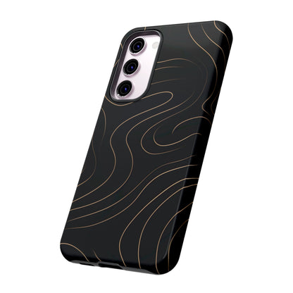 Noir Topograph - Black Minimalist Line Art Phone Case