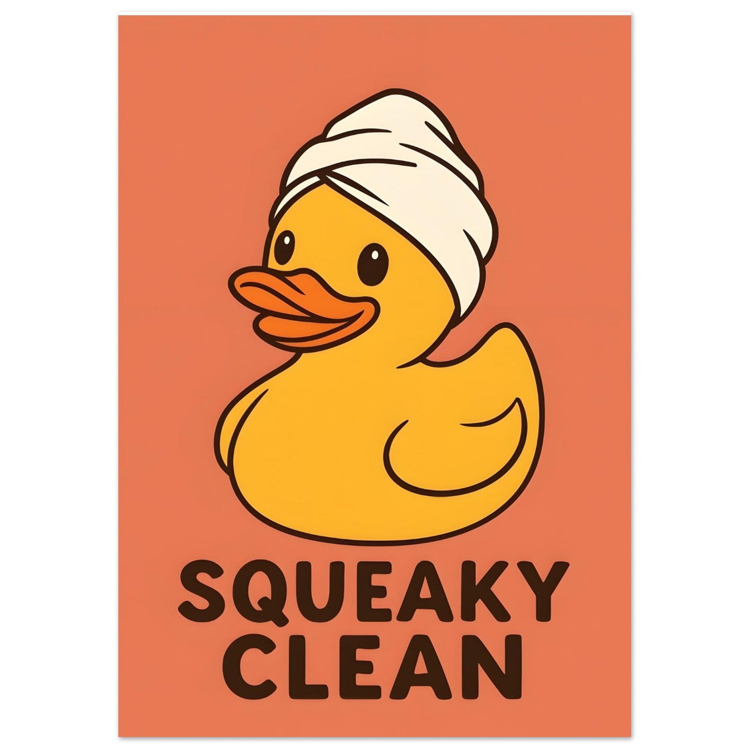 Squeaky Clean Poster - Fun Bathroom Art - Perfect for Home Decor A3 (29.7 x 42 cm) Orange