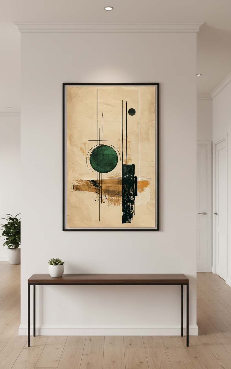 Emerald Axis – Abstract Geometric Art Print