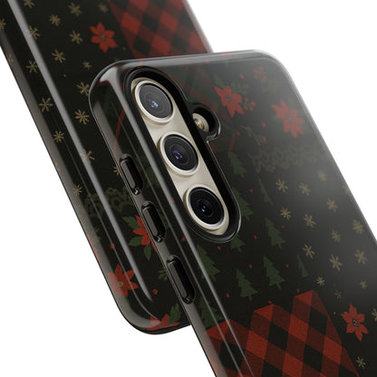 Black Festive Phone Case - Christmas Phone Cover - Tough Design