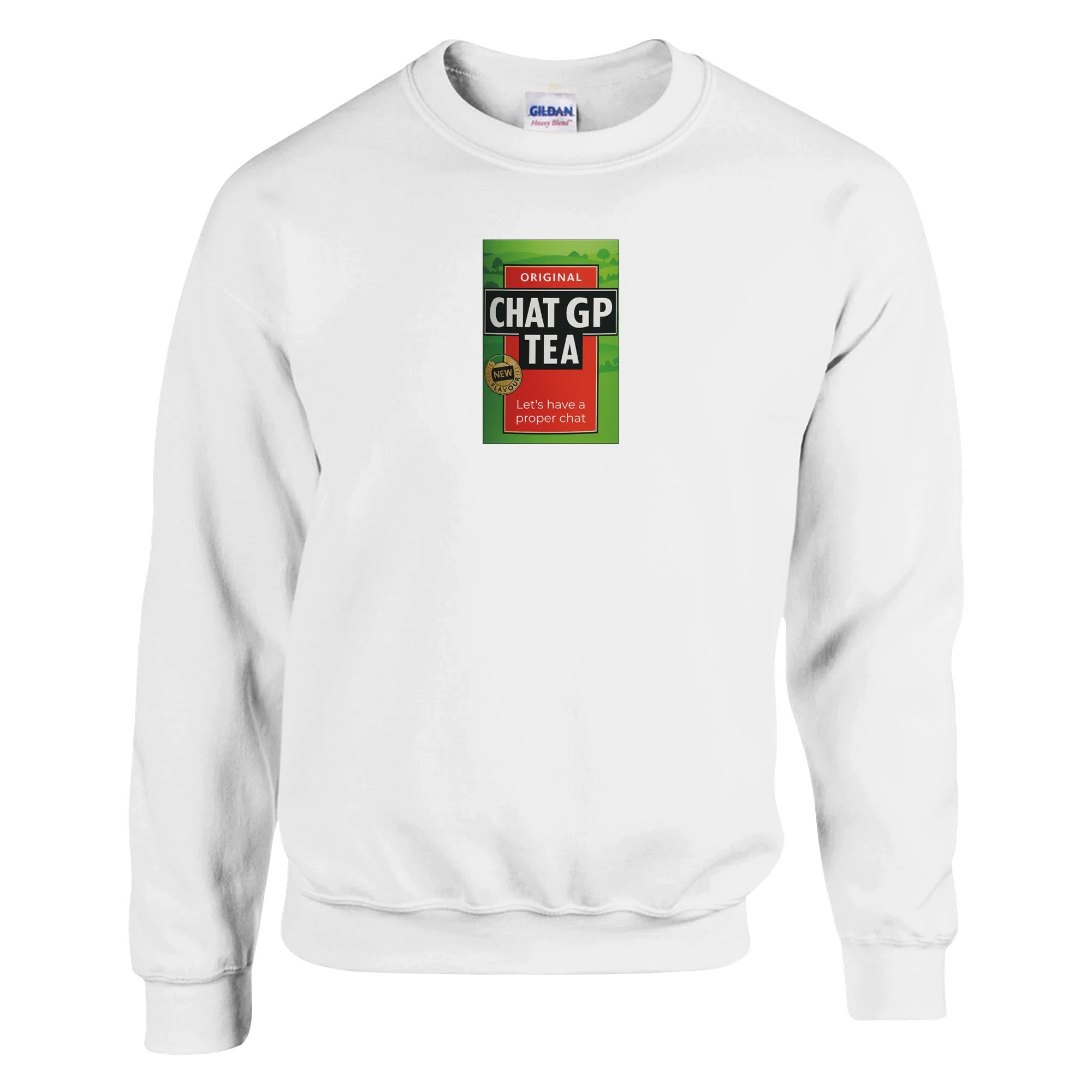 Chat GP Tea Sweatshirt - Humorous gift for Tea Lovers &amp; ChatGPT AI Fans - Unisex Crewneck Sweatshirt White 3XL