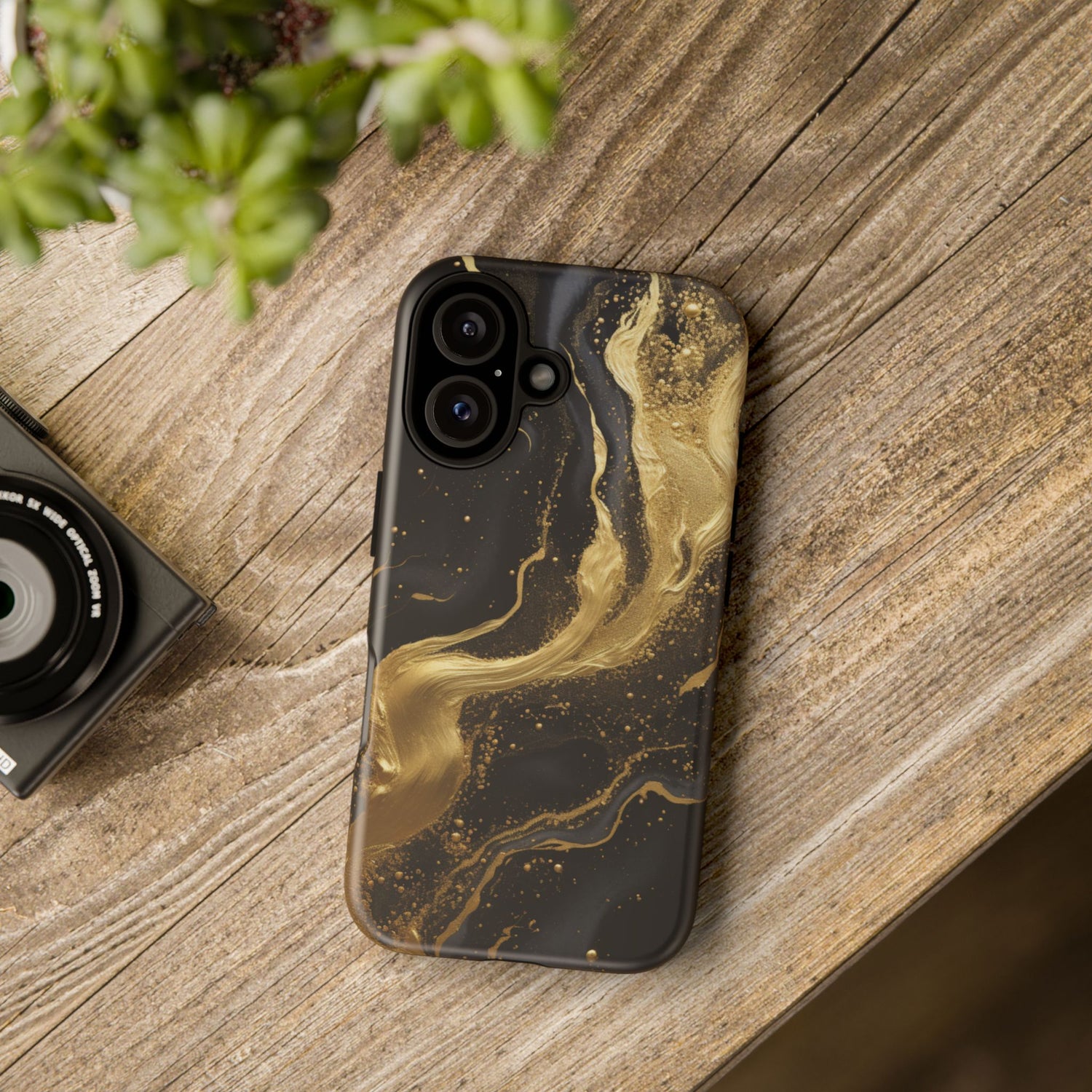 Golden Flow - Black &amp; Gold Marble Luxe Phone Case