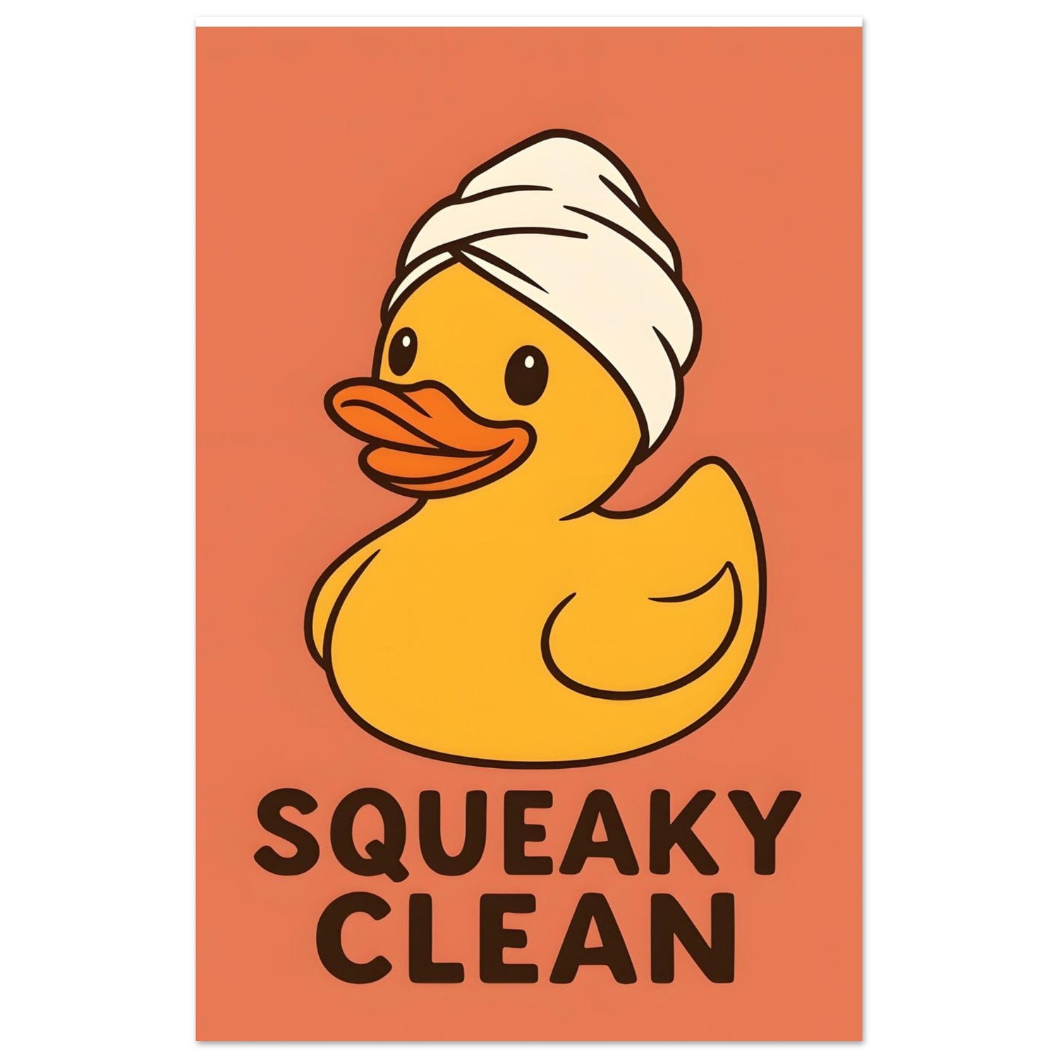 Squeaky Clean Poster - Fun Bathroom Art - Perfect for Home Decor 28x43 cm XL (11x17″) Orange