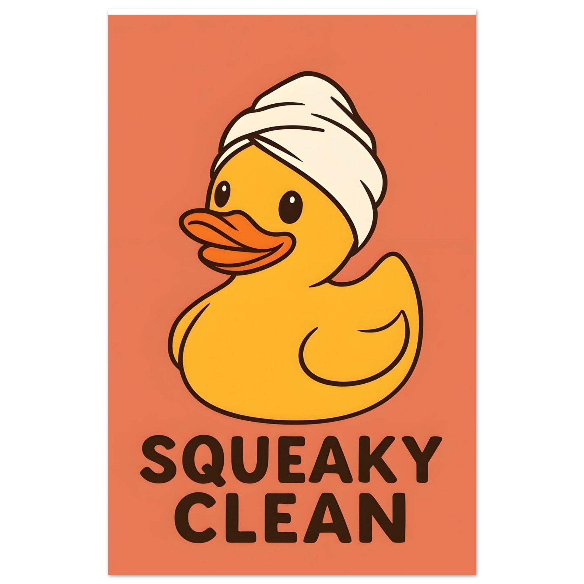 Squeaky Clean Poster - Fun Bathroom Art - Perfect for Home Decor 28x43 cm XL (11x17″) Orange