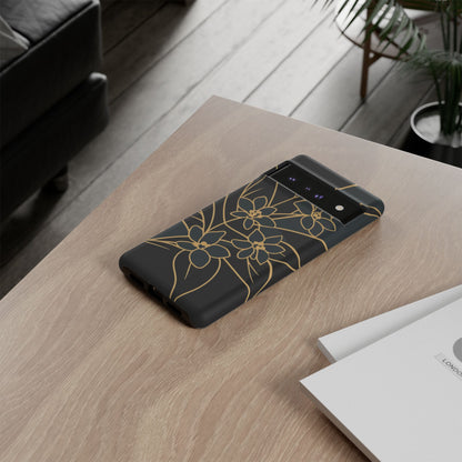 Golden Bloom - Elegant Floral Line Art Phone Case