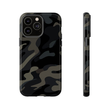 Black Camouflage Phone Case for iPhone, Samsung and Google Pixel iPhone 14 Pro Max Glossy