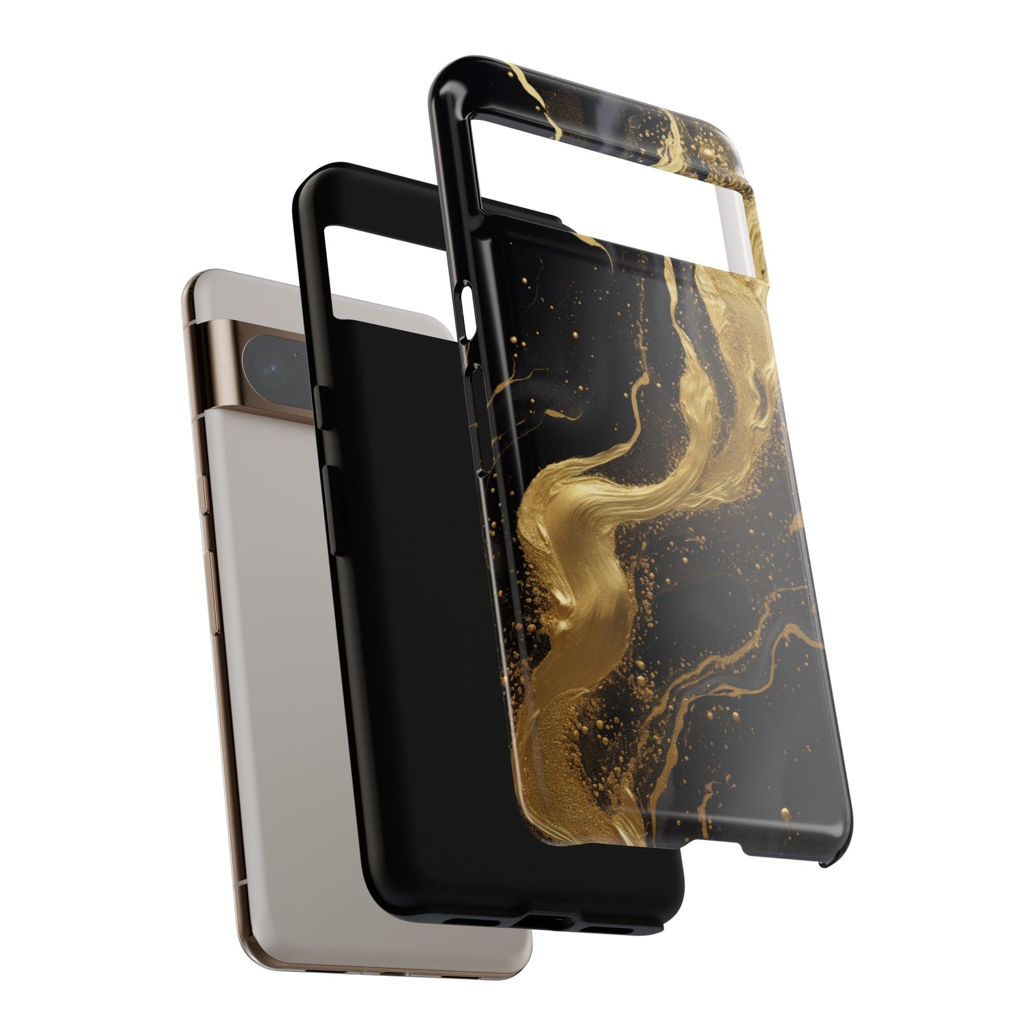 Golden Flow - Black &amp; Gold Marble Luxe Phone Case