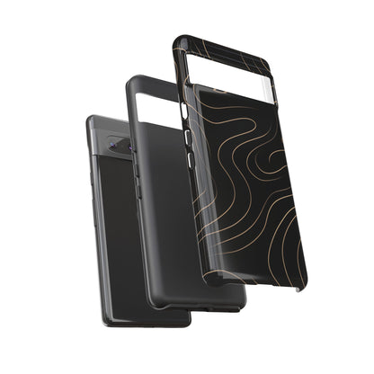 Noir Topograph - Black Minimalist Line Art Phone Case