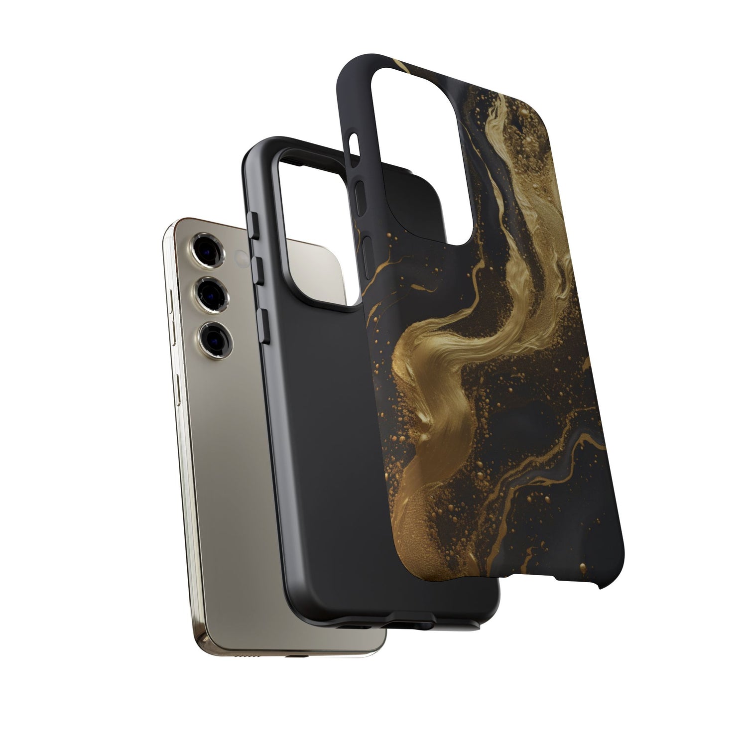 Golden Flow - Black &amp; Gold Marble Luxe Phone Case