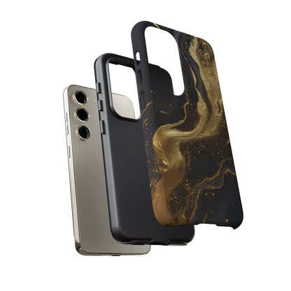 Golden Flow - Black &amp; Gold Marble Luxe Phone Case