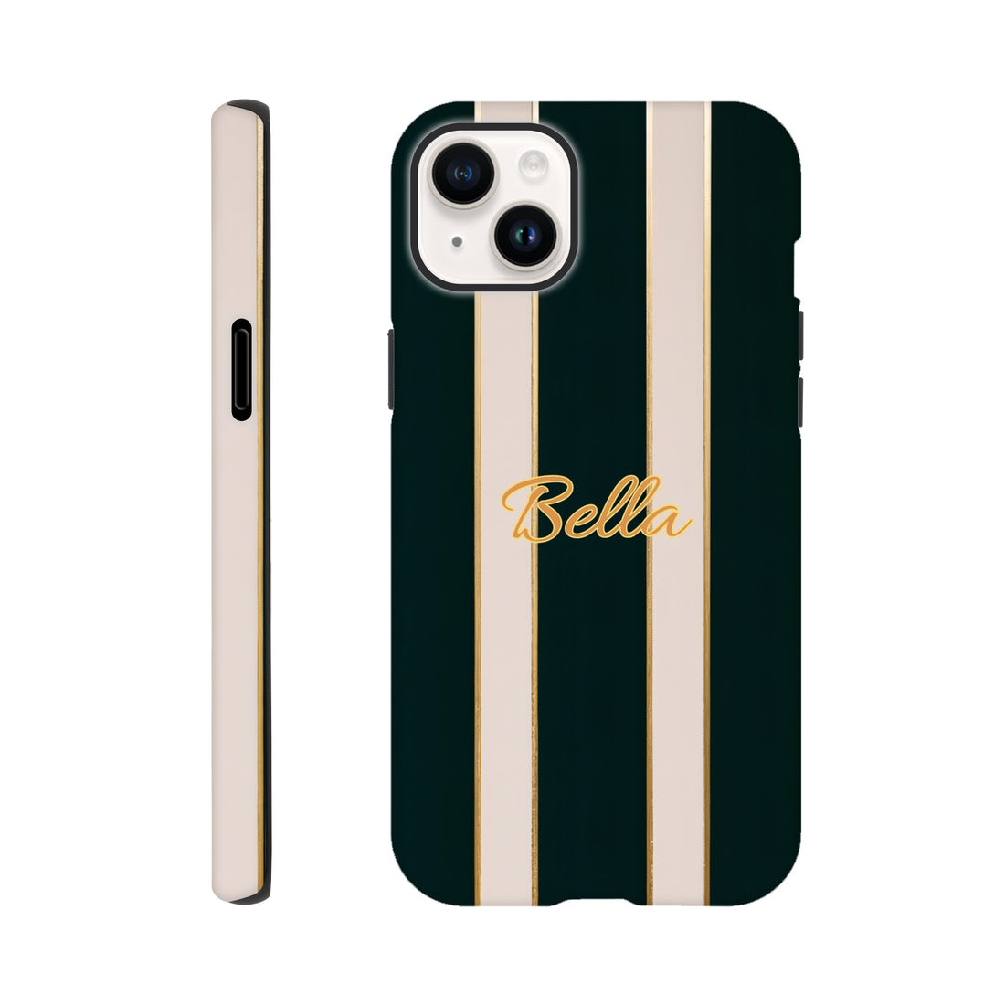 Elegant Striped Phone Case - Black & Cream Design with Gold Accents for iPhone & Samsung | Luxury Protection iPhone 14 Plus