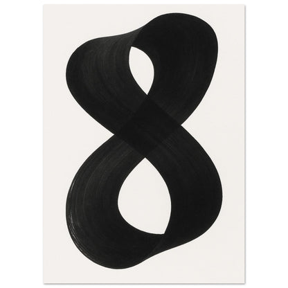 Infinity Abstract Brushstroke Art Print - Modern Minimalist Poster in Pink, Blue, Ochre, Black 13x18 cm 5x7″ Black