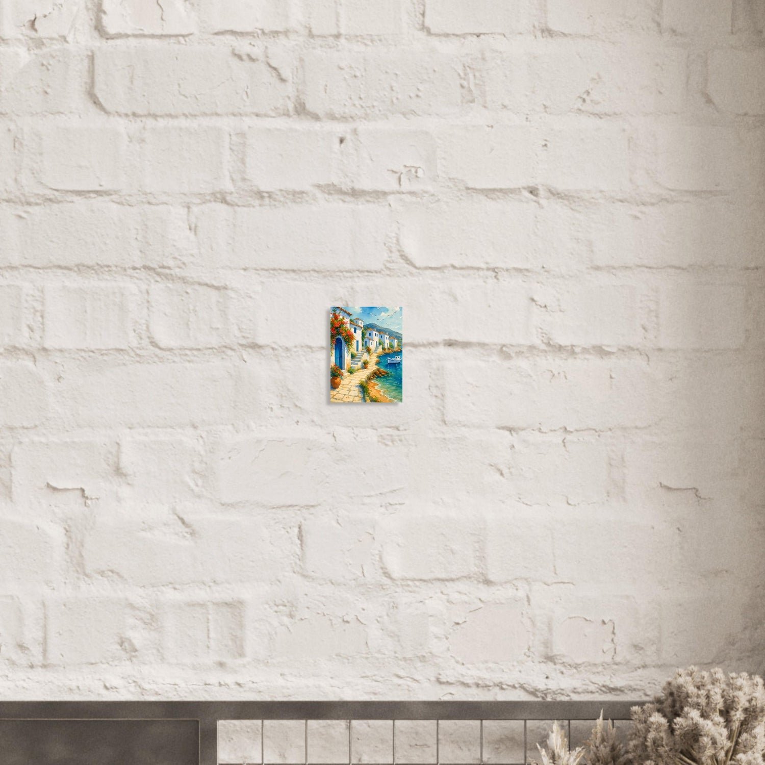 Greek Coastline Watercolor Poster | Mediterranean Seaside Art Print | Unframed Coastal Decor 15x20 cm 6x8″