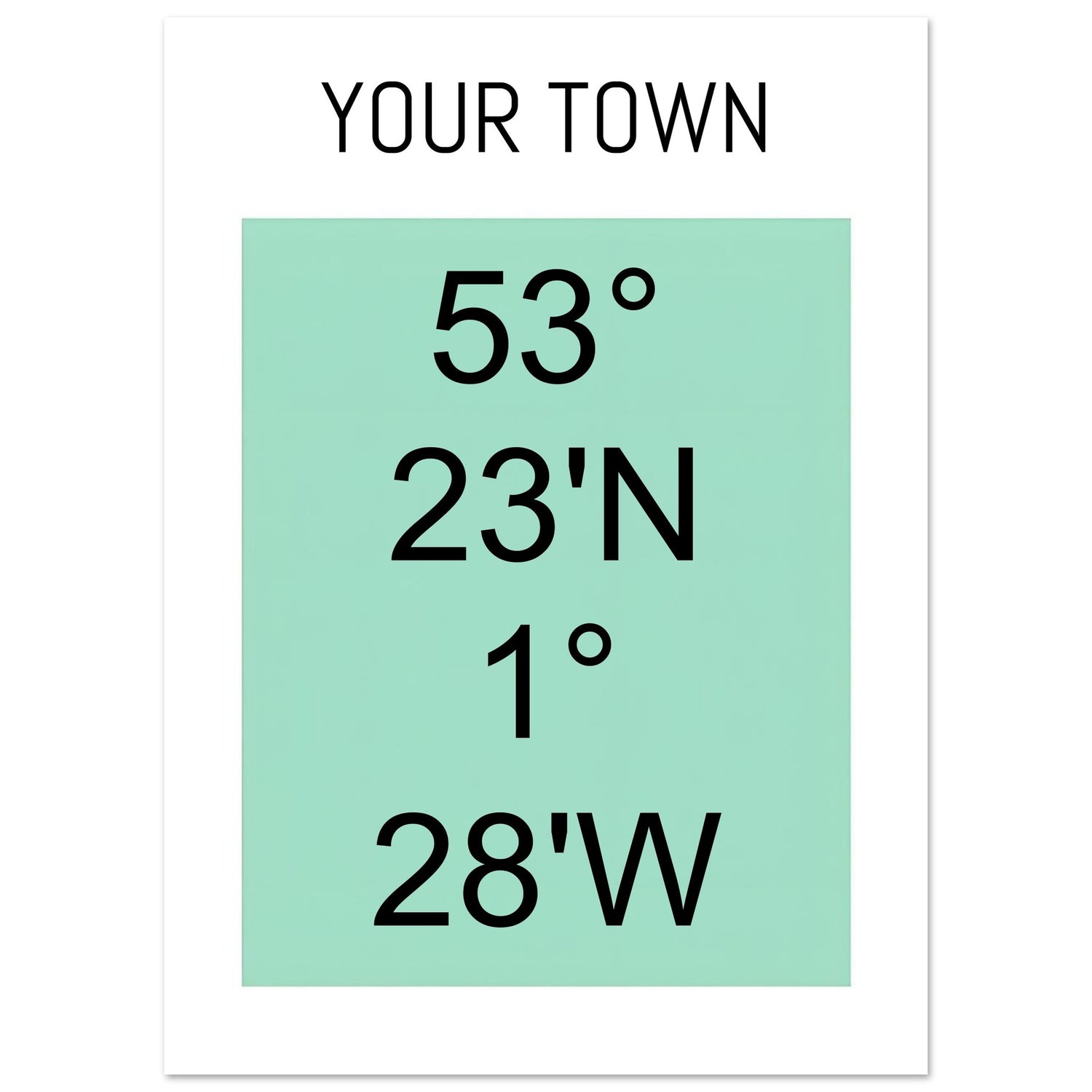 Personalized Map or Custom Location Coordinates Poster Print | Minimalist Unframed Wall Art Decor A3 A4 A5 13x18 cm 5x7″ Black and Green