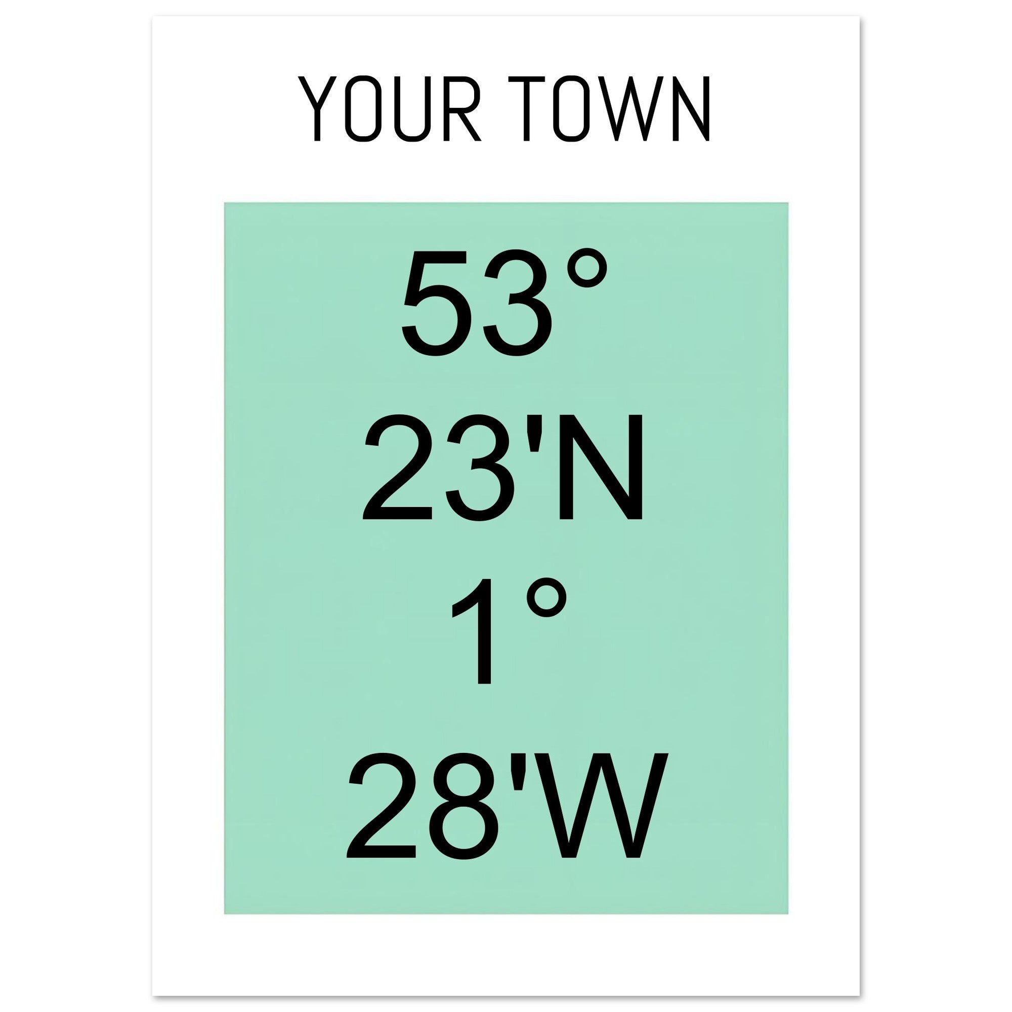 Personalized Map or Custom Location Coordinates Poster Print | Minimalist Unframed Wall Art Decor A3 A4 A5 13x18 cm 5x7″ Black and Green