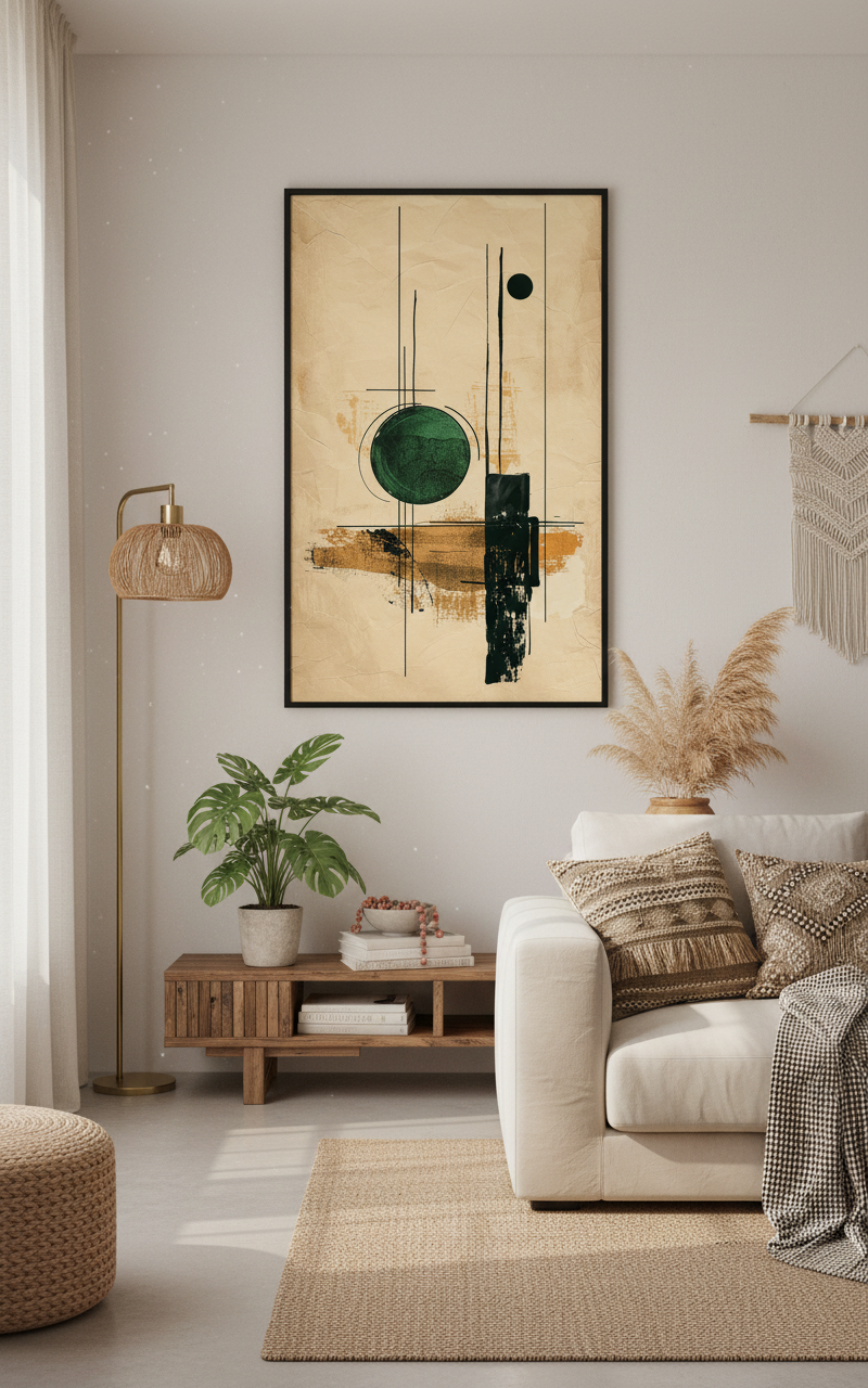 Emerald Axis – Abstract Geometric Art Print