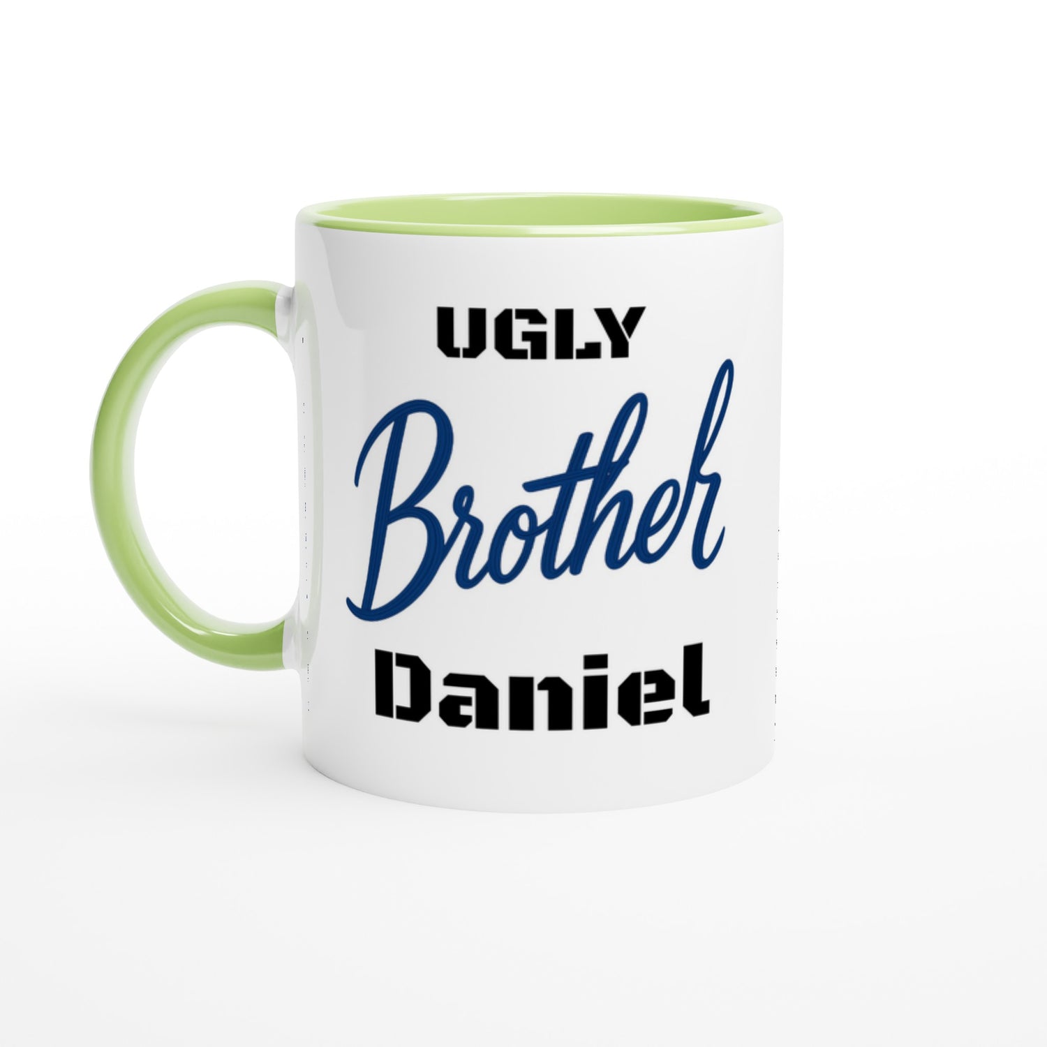 Brother Mug - Blue Brush Script Mug with Heart – Blue Calligraphy 11oz Coffee Cup – Gift for Brother, Birthday or Everyday Surprise