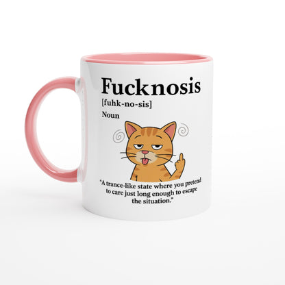 Funny F*cknosis Mug – Sarcastic Definition Coffee Cup with Dog, Cat, Bear, or Horse Design – 11oz Ceramic Humor Gift Ceramic Pink Cat