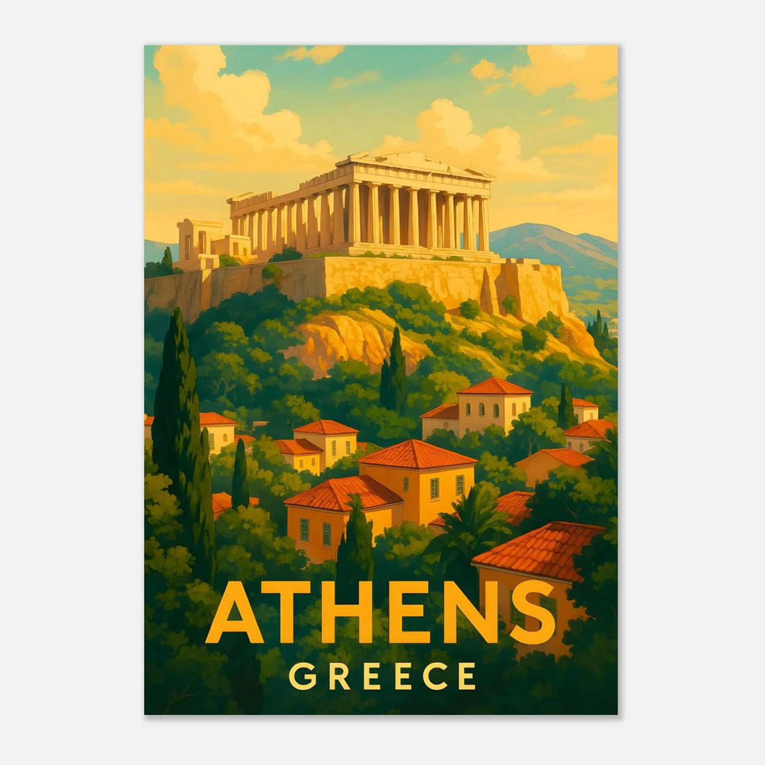 Athens Greece Travel Poster 21x29.7 cm 8x12"