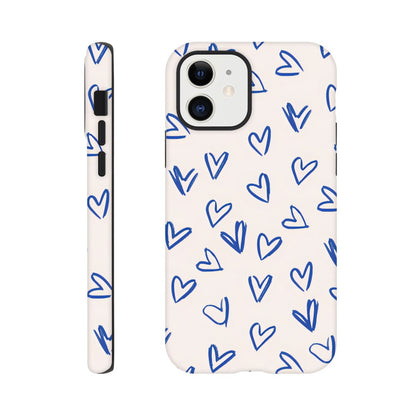 Blue Hearts Phone Case - Cute Minimalist Pattern for iPhone &amp; Samsung | Romantic Design Protection iPhone 12