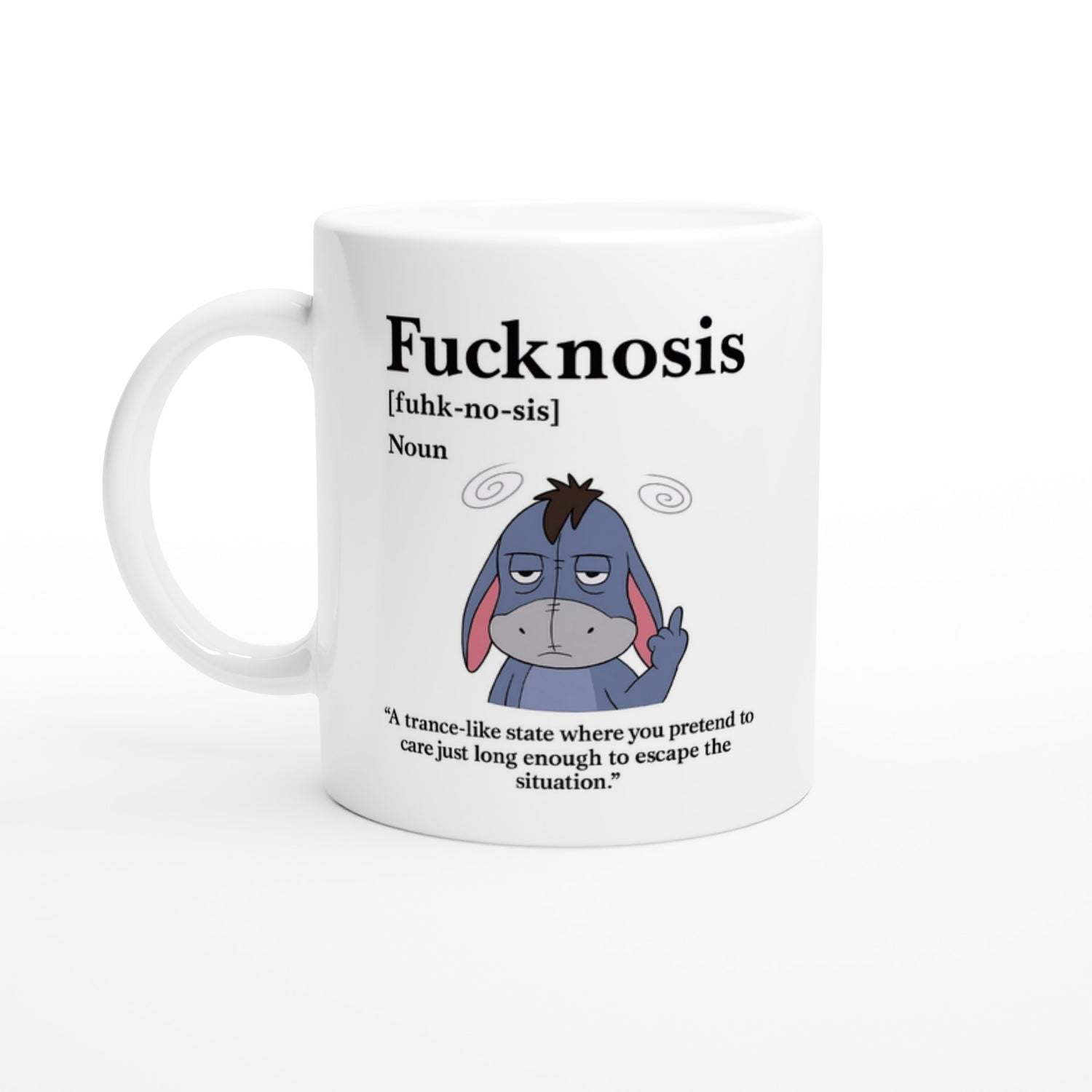 Funny F*cknosis Mug – Sarcastic Definition Coffee Cup with Dog, Cat, Bear, or Horse Design – 11oz Ceramic Humor Gift Ceramic White Donkey