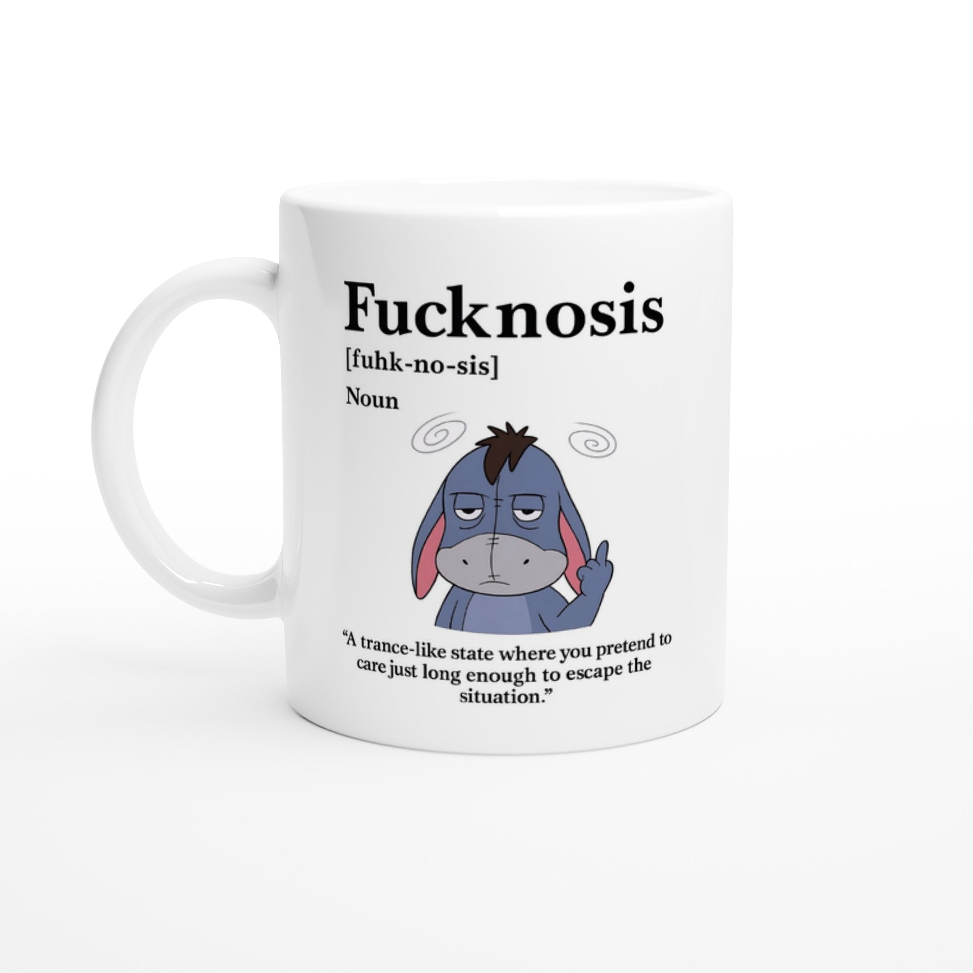 Funny F*cknosis Mug – Sarcastic Definition Coffee Cup with Dog, Cat, Bear, or Horse Design – 11oz Ceramic Humor Gift Ceramic White Donkey