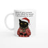 The Mysterious Steve - Vintage Black Cat Portrait Mug - Personalized Christmas Gift 11oz Ceramic White