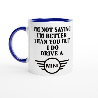 Funny Mini Mug - 11oz Car Driver Gift, Bold Statement Coffee Cup in multiple colors Ceramic Blue