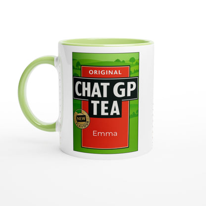 Chat GP Tea – Humorous AI-Inspired Ceramic Mug for Tea Lovers - Personalized Ceramic Green